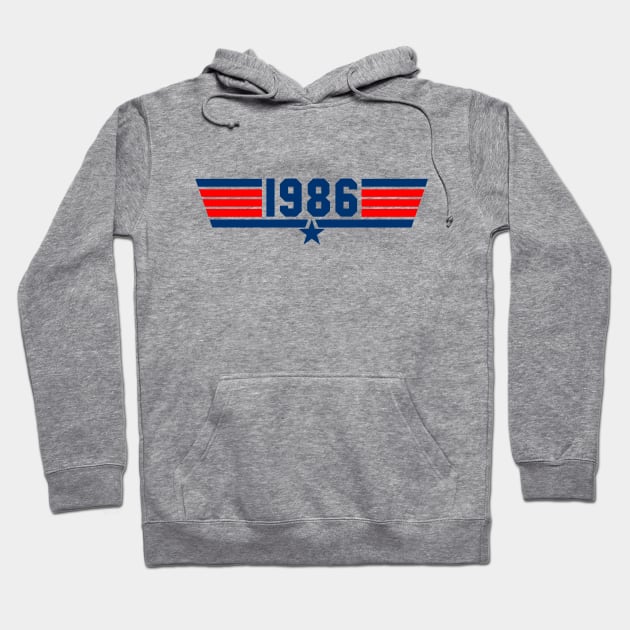 1986 Fighter Jet (White) Hoodie by GloopTrekker